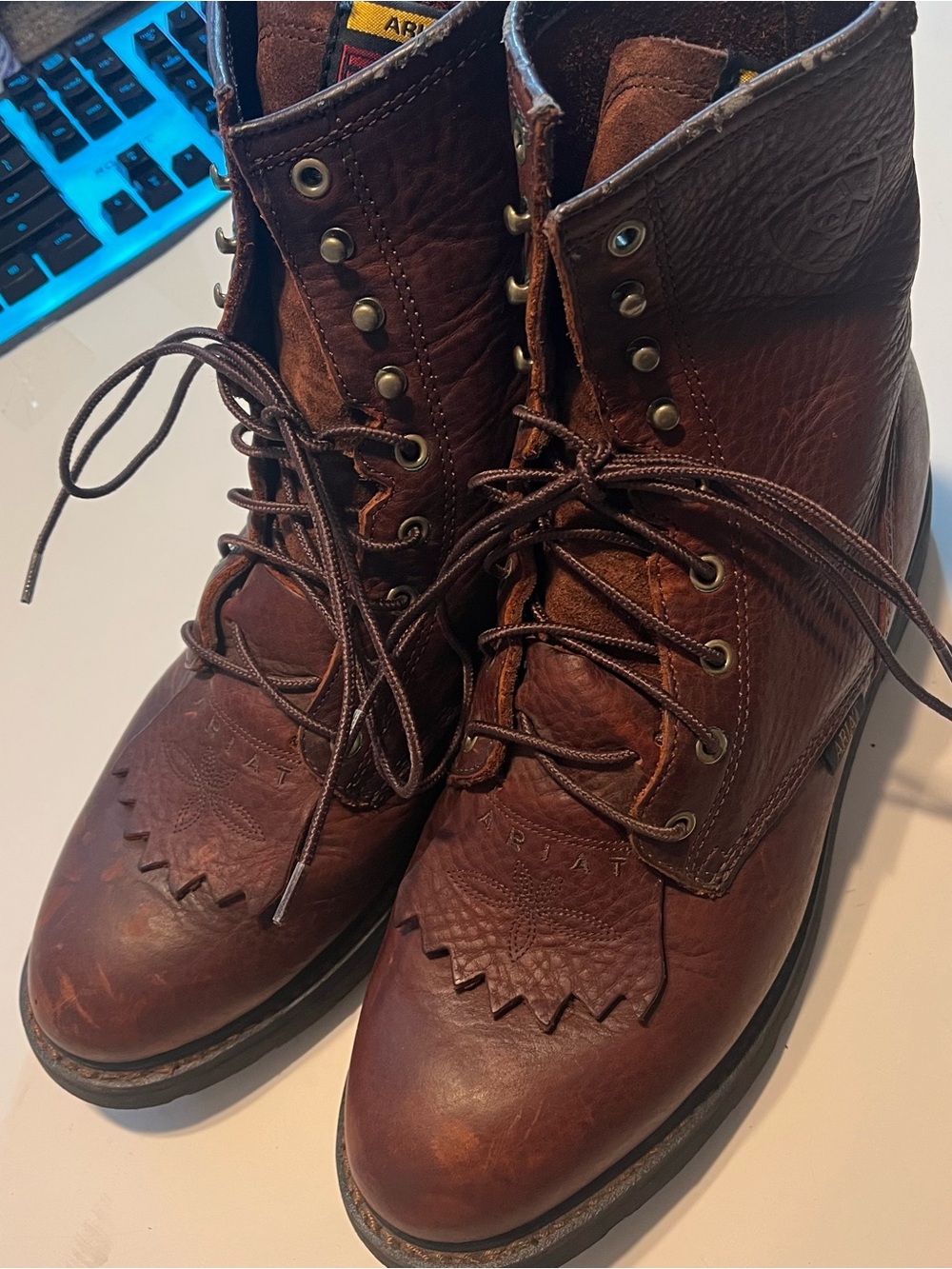 Ariat Cascade Men's 10D Packer Work Boots Lace Up Western Leather 37185